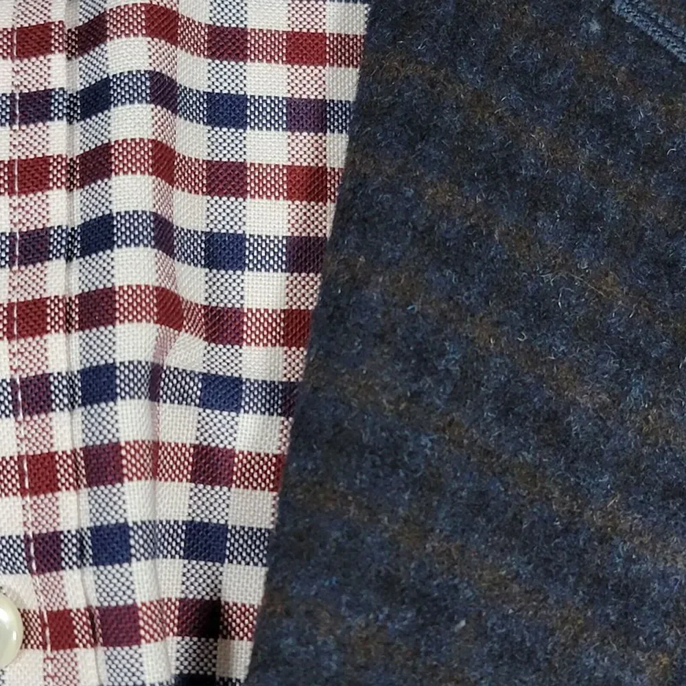 Nautica Men's‎ Flannel Sport Coat Blazer Two Button Brown Navy Plaid Size 46L